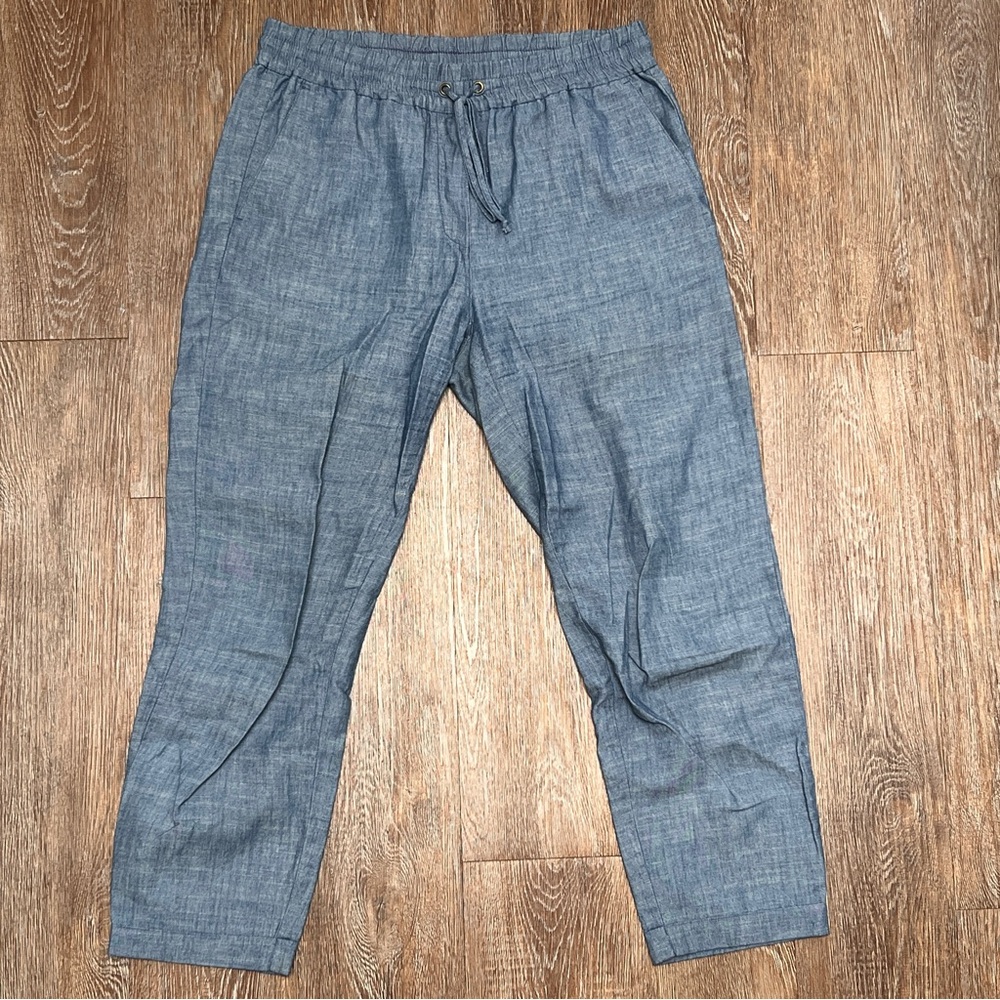 J.Crew Re-Imagined Indigo Linen Drawstring Pants Blue Chambray | Size: 4
